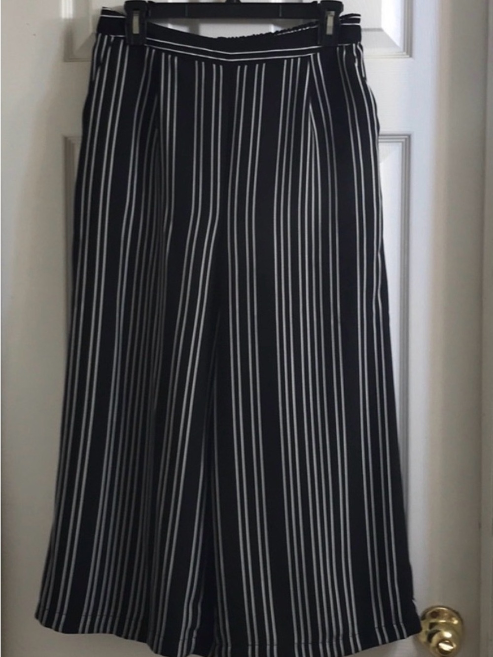 Black and White Striped Wide-Leg Pants - Casual Chic